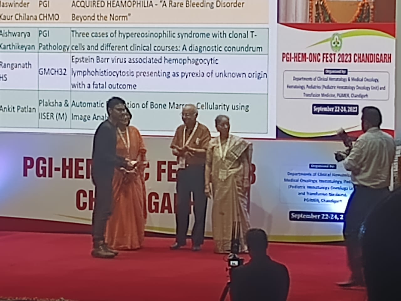 Ankit Patlan receiving third prize at PGI-HEM-ONC FEST 2023 at PGIMER Chandigarh